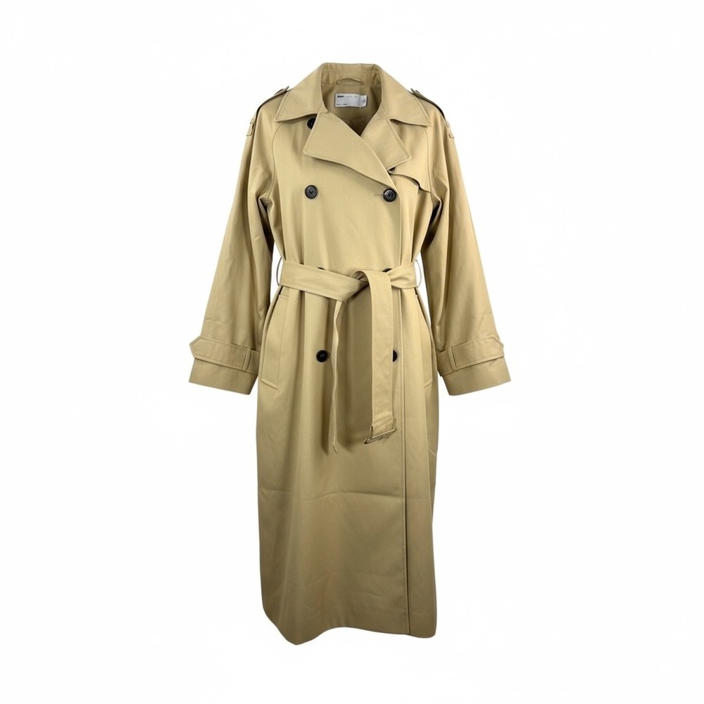 ASOS DESIGN‎ Trench Coat sz 8 Beige preppy minimalist money relaxed 90s